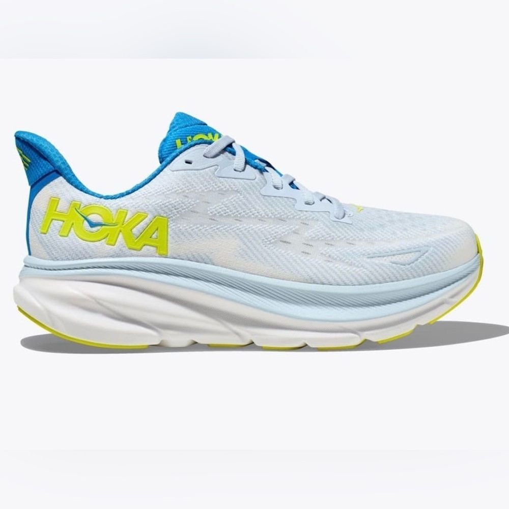 Hoka Women's Light Blue and Lime Sneakers